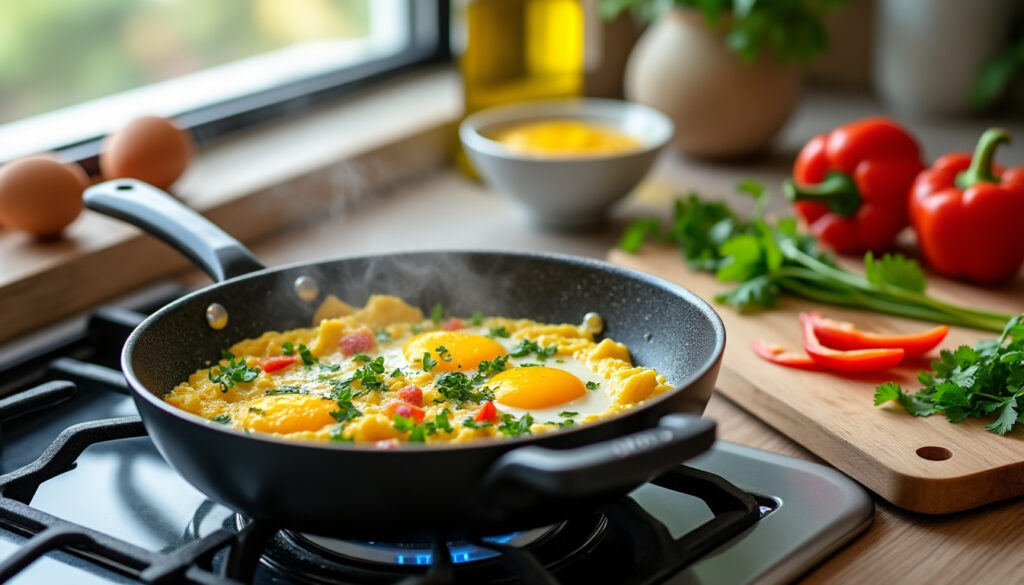 découvrez comment préparer un revuelto espagnol savoureux grâce à cette recette simple et rapide, idéale pour un repas délicieux en toute simplicité.